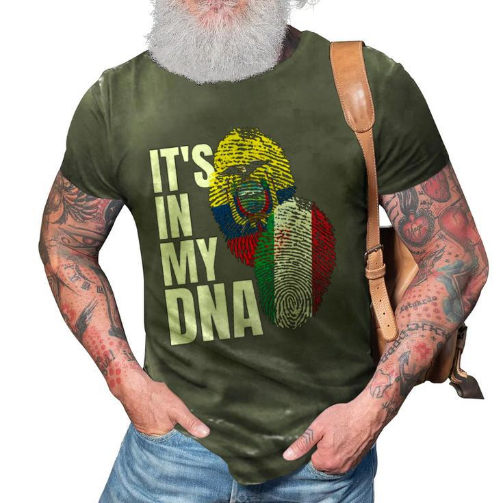 Ecuadorian And Italian Mix Dna Flag Heritage 3D Print Casual Tshirt