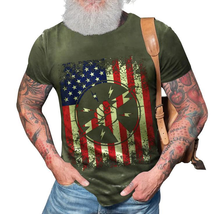 Electrician Dad Usa Flag Patriotic  4Th Of July Gift 3D Print Casual Tshirt