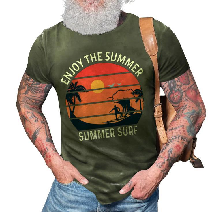 Enjoy The Summer Sunset Waves  Summer Surf Shirt Design  3D Print Casual Tshirt