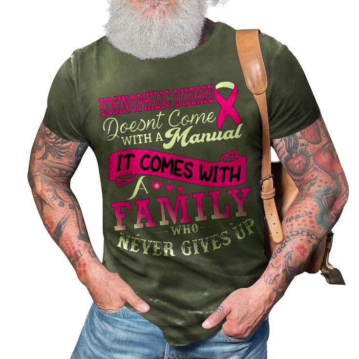 Eosinophilic Disease Doesnt Come With A Manual It Comes With A Family Who Never Gives Up  Pink Ribbon  Eosinophilic Disease  Eosinophilic Disease Awareness 3D Print Casual Tshirt