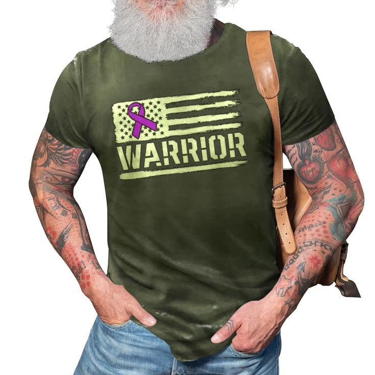 Epilepsy Warrior Gift Purple American Flag Awareness Ribbon 3D Print Casual Tshirt