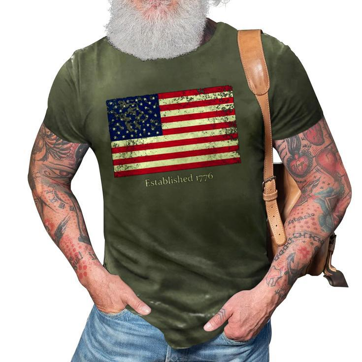 Established 1776 Usa July 4Th Us Flag America  3D Print Casual Tshirt