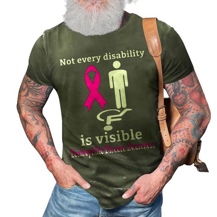 Every Disability Is Visible Eosinophilic Disease Awareness  Pink Ribbon  Eosinophilic Disease  Eosinophilic Disease Awareness 3D Print Casual Tshirt