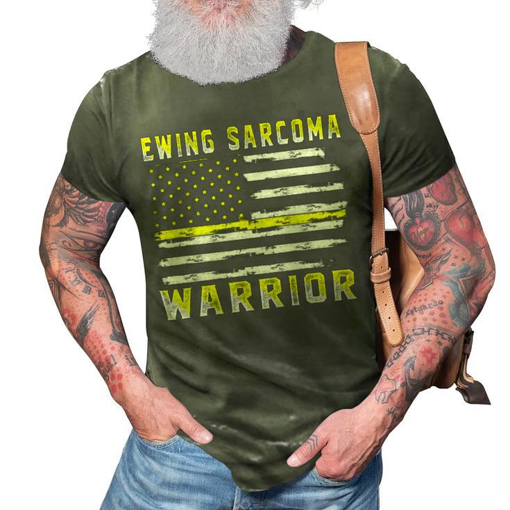 Ewings Sarcoma Warrior Usa Flag  United States Flag  Yellow Ribbon  Ewings Sarcoma  Ewings Sarcoma Awareness 3D Print Casual Tshirt