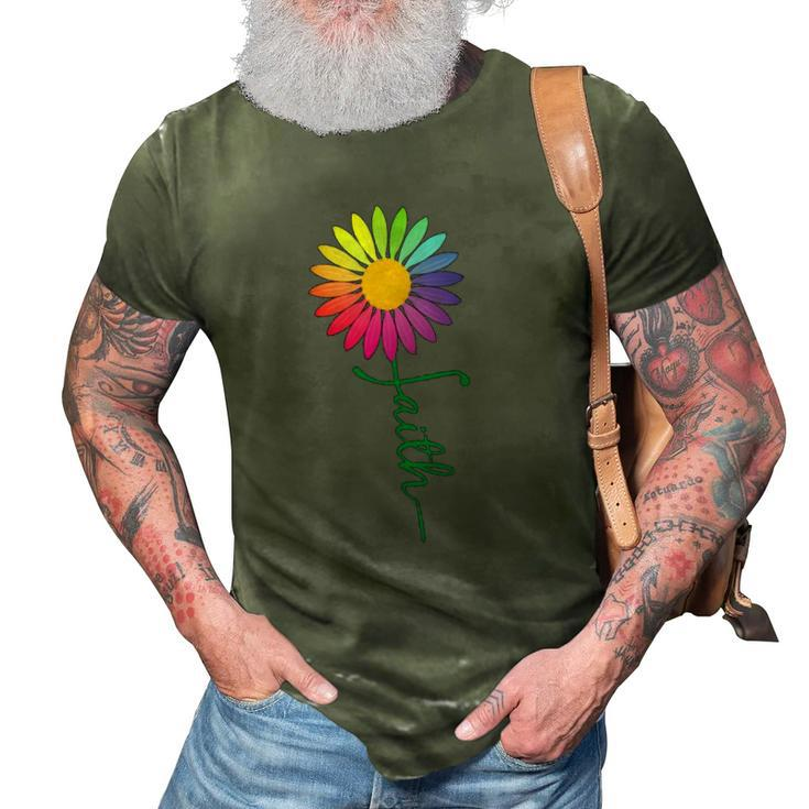 Faith Cross Flower Rainbow Christian Gift 3D Print Casual Tshirt