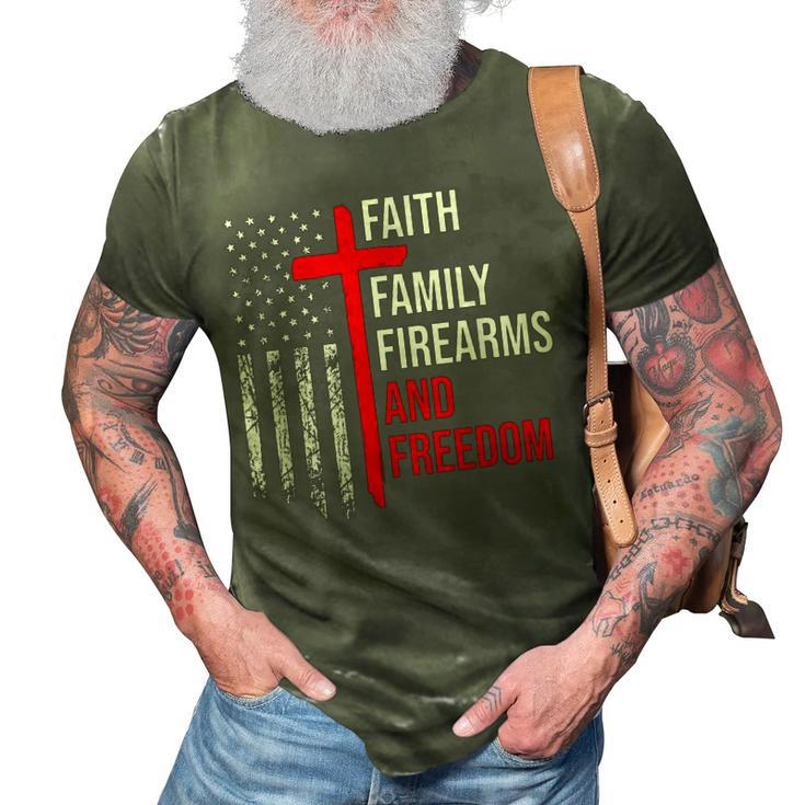 Faith Family Firearms And Freedom 4Th Of July Flag Christian  3D Print Casual Tshirt