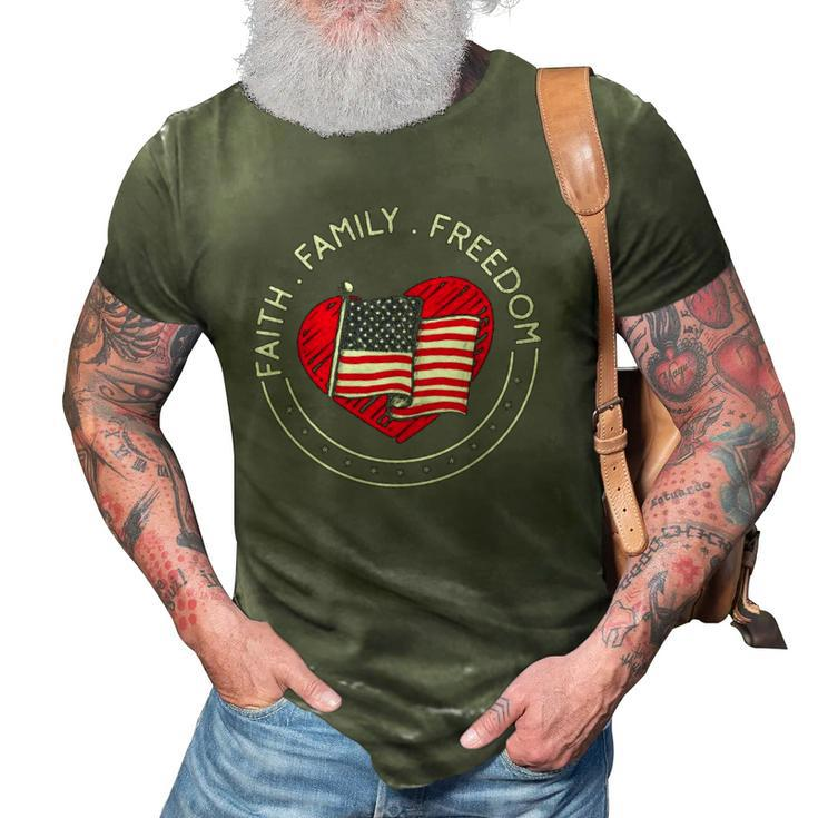 Faith Family Freedom American Patriotism Christian Faith 3D Print Casual Tshirt