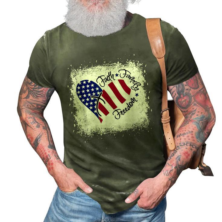 Faith Family Freedom Patriotic 4Th Of July Christian Girl  3D Print Casual Tshirt