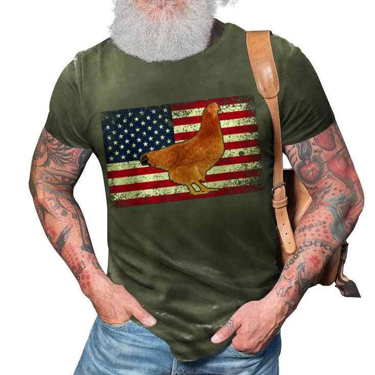 Farmer Dad 4Th Of July Patriotic  Chicken Daddy  3D Print Casual Tshirt