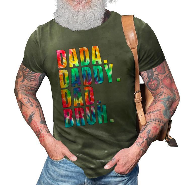 Fathers Day 2022 Dada Daddy Dad Bruh Tie Dye Dad Jokes Mens 3D Print Casual Tshirt