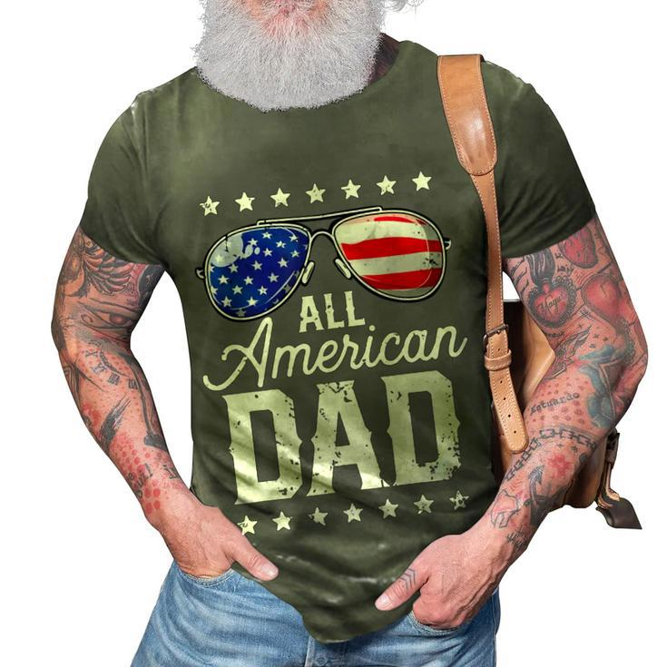 Fathers Day All American Dad 4Th Of July Us Flag   3D Print Casual Tshirt