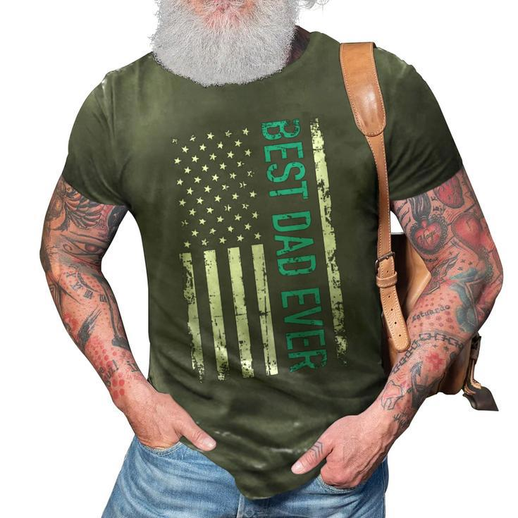 Fathers Day Best Dad Ever With Us American Flag  V2 3D Print Casual Tshirt