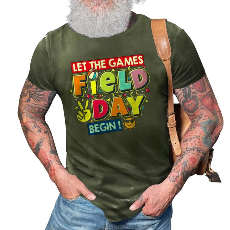 Field Day Let The Games Begin Kids Teachers Field Day 2022 Smile Face 3D Print Casual Tshirt