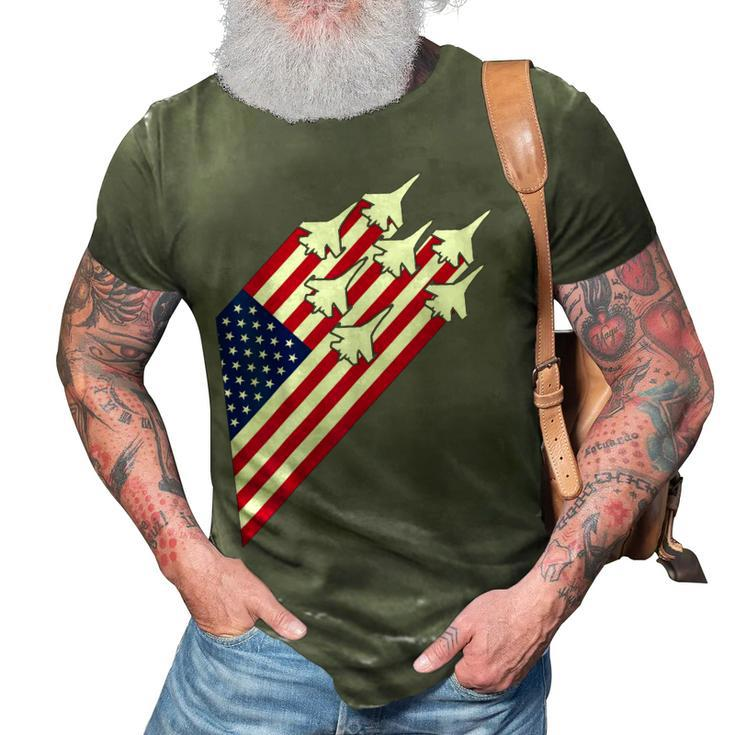 Fighter Jets Usa Flag 4Th Of July Fighter Jet Flag  3D Print Casual Tshirt