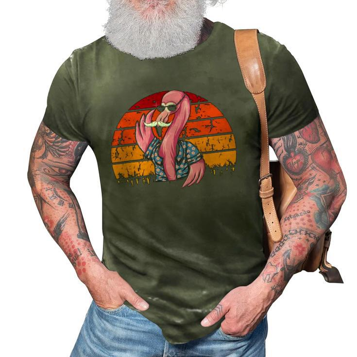 Flamingo Dad Fathers Day Retro Bird Animal Lover Zoo-Keeper 3D Print Casual Tshirt