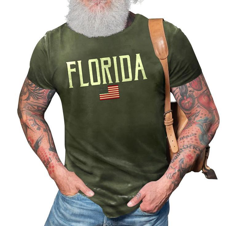 Florida American Flag Vintage White Text 3D Print Casual Tshirt
