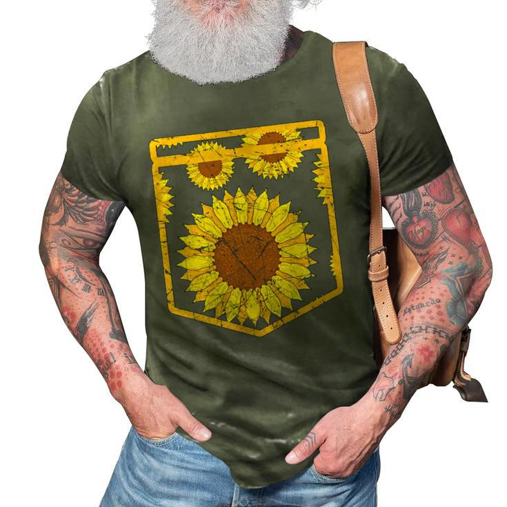 Florist Floral Cute Yellow Flower Pocket Sunflower 3D Print Casual Tshirt