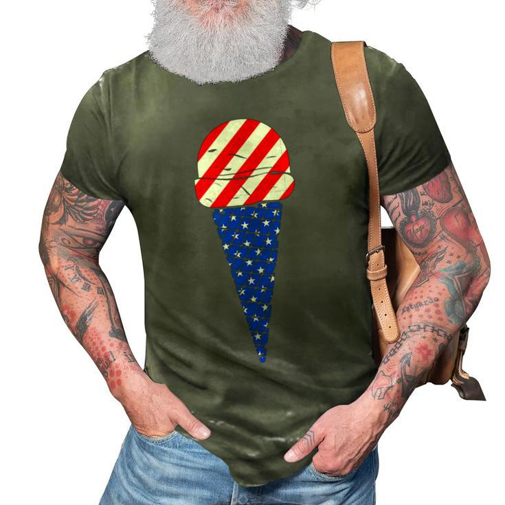 Fourth Of July American Flag Ice Cream  3D Print Casual Tshirt