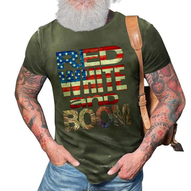 Fourth Of July Red White And Boom Fireworks Finale Usa Flag 3D Print Casual Tshirt