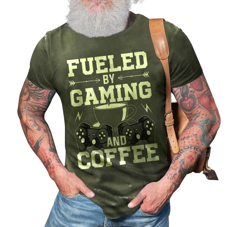Fueled By Gaming And Coffee Video Gamer Gaming  3D Print Casual Tshirt
