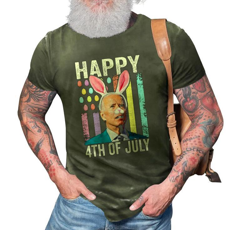 Funny Biden Happy 4Th Of July Confused Easter Biden Bunny 3D Print Casual Tshirt