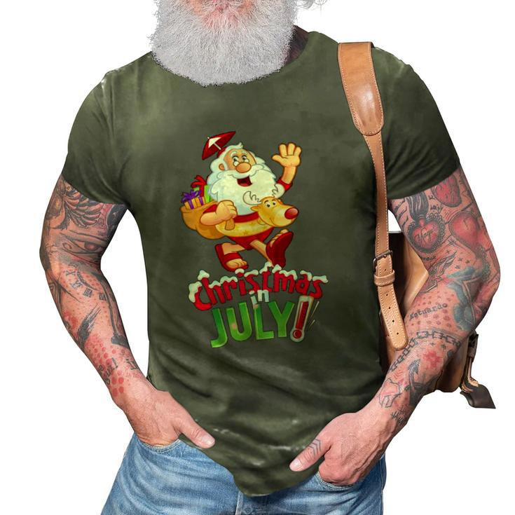 Funny Christmas In July  Summer Reindeer Float Xmas 3D Print Casual Tshirt