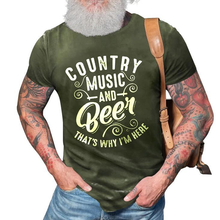 Funny Country Music And Beer Cute Singer Alcohol Lover Gift  3D Print Casual Tshirt