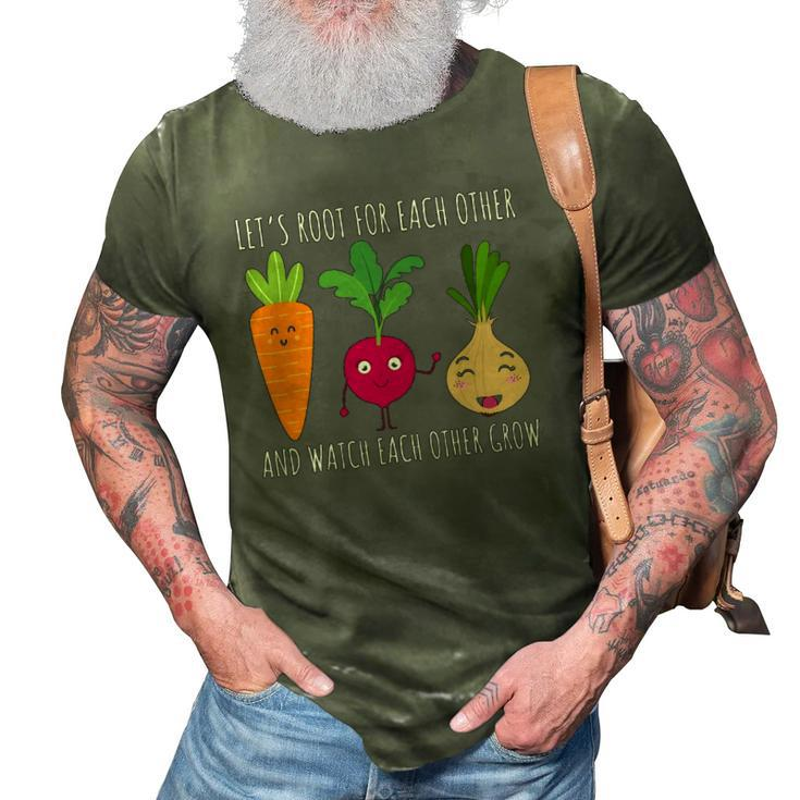 Funny Cute Lets Root For Each Other Vegetable Garden Lover 3D Print Casual Tshirt