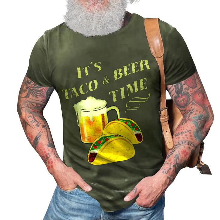 Funny Drinking  Its Taco & Beer Time Cinco De Mayo  3D Print Casual Tshirt