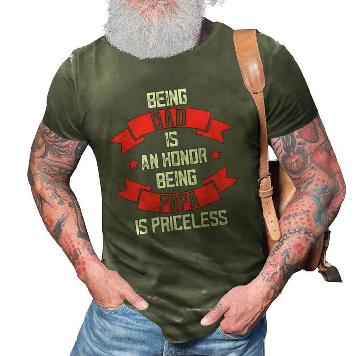 Funny Fathers Day Grandpa  Being Papa Is Priceless Fun 3D Print Casual Tshirt