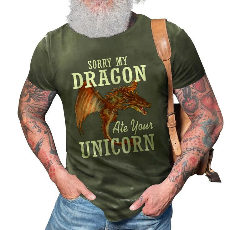 Funny Fire Dragon Asian Animal Gift Dragon 3D Print Casual Tshirt