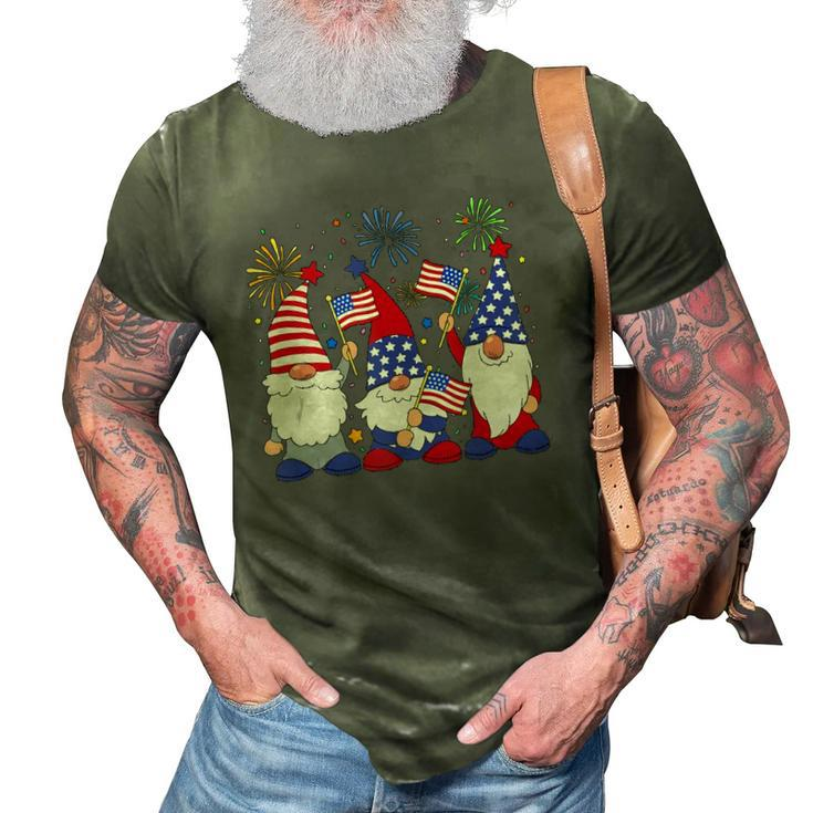 Funny Patriotic Usa American Gnomes 4Th Of July  3D Print Casual Tshirt