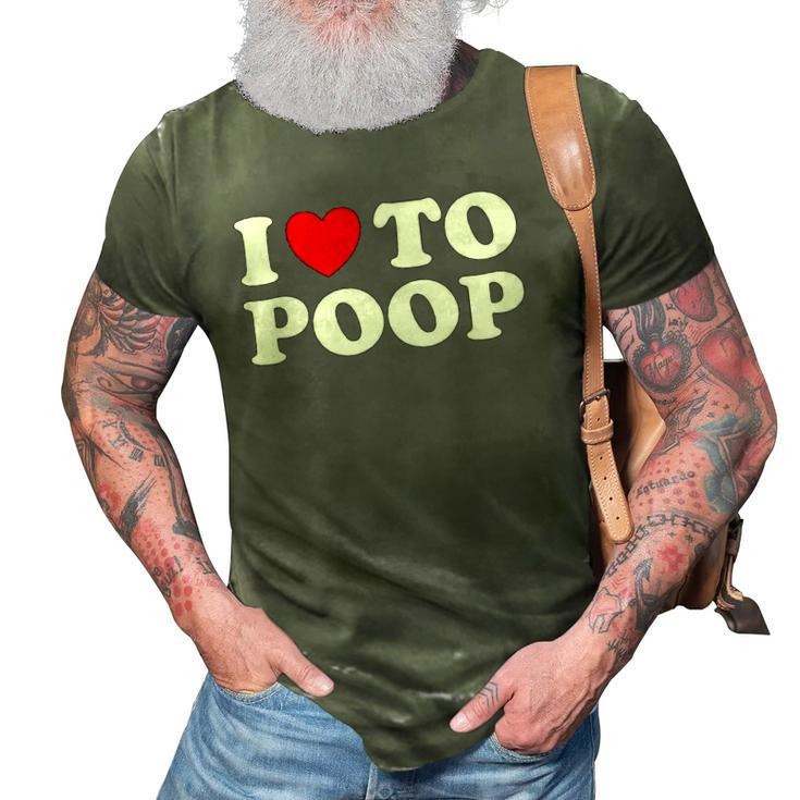 Funny Red Heart I Love To Poop 3D Print Casual Tshirt