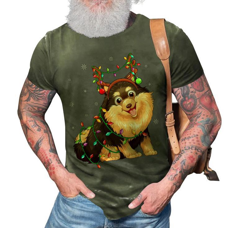 Funny Xmas Lighting Reindeer Hat Pomeranian Dog Christmas T-Shirt 3D Print Casual Tshirt
