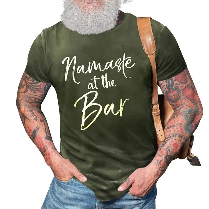 Funny Yoga Pun Alcohol Drinking Gift Cute Namaste At The Bar 3D Print Casual Tshirt