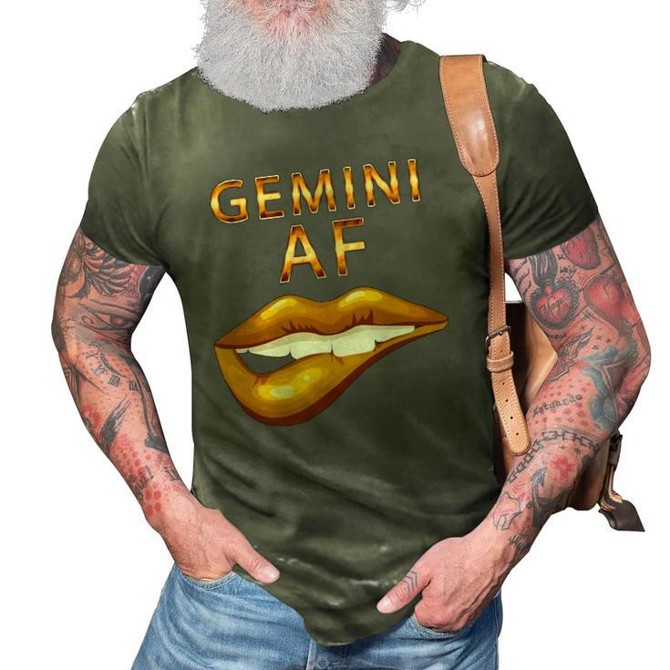 Gemini Af Gold Sexy Lip Birthday Gift 3D Print Casual Tshirt