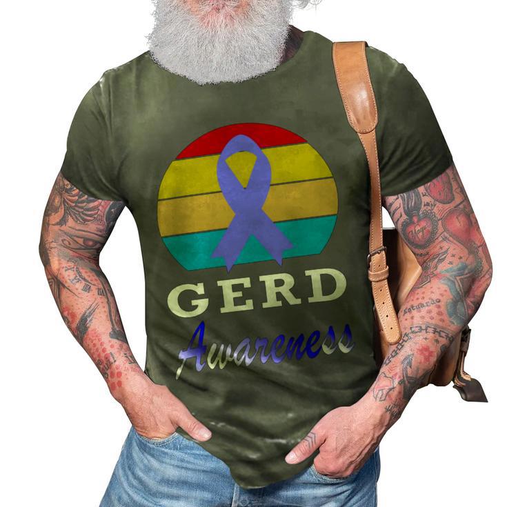 Gerd Awareness Vintage  Periwinkle Blue Ribbon  Gastroesophageal Reflux Disease  Gerd Awareness 3D Print Casual Tshirt