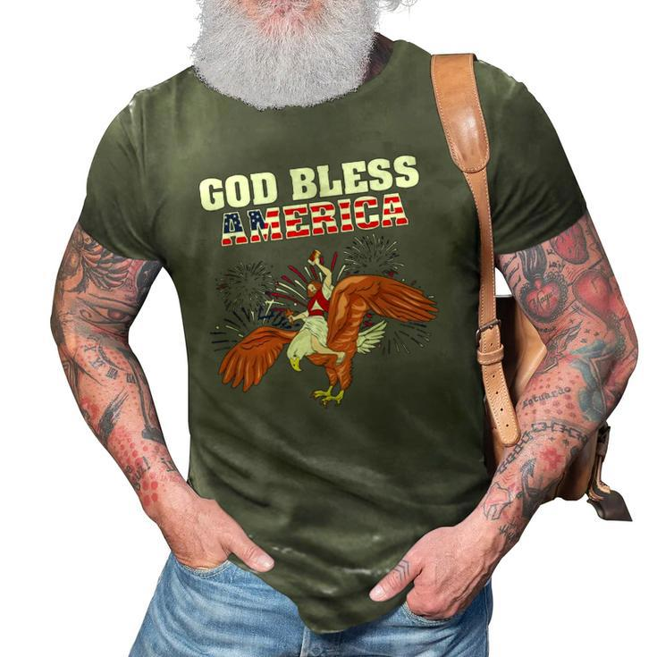 God Bless America  Jesus Riding A Bald Eagle 3D Print Casual Tshirt