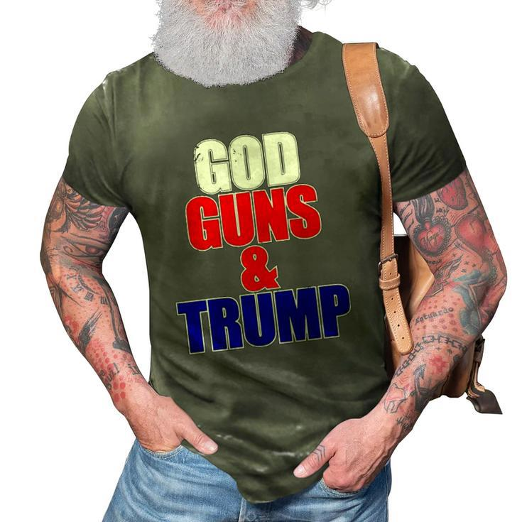 God Gun & Trump Vintage Christian 3D Print Casual Tshirt