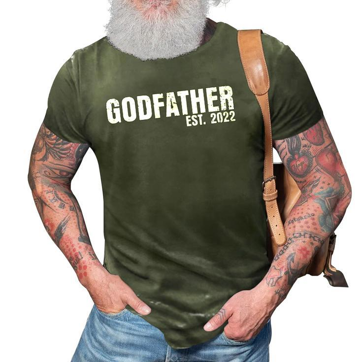 Godfather Est 2022 Fathers Day God Dad Announcement Reveal 3D Print Casual Tshirt