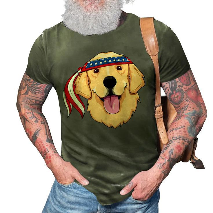 Golden Retriever 4Th Of July Family Dog Patriotic American  3D Print Casual Tshirt
