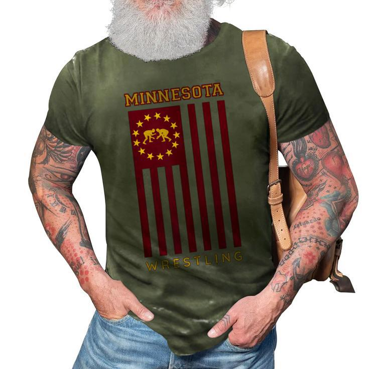 Gopher State Usa Flag Freestyle Wrestler Minnesota Wrestling  3D Print Casual Tshirt