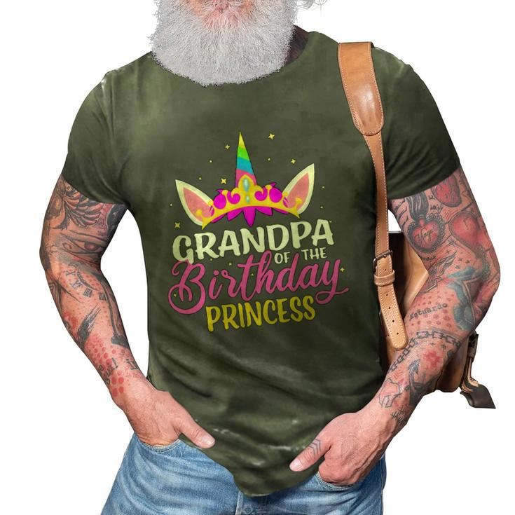 Grandpa Of The Birthday Princess Girl Diadem Unicorn 3D Print Casual Tshirt