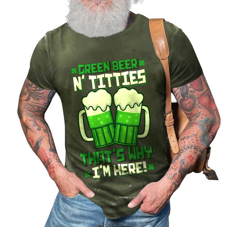 Green Beer Titties Funny St Patrick Day Adult Drinking  3D Print Casual Tshirt