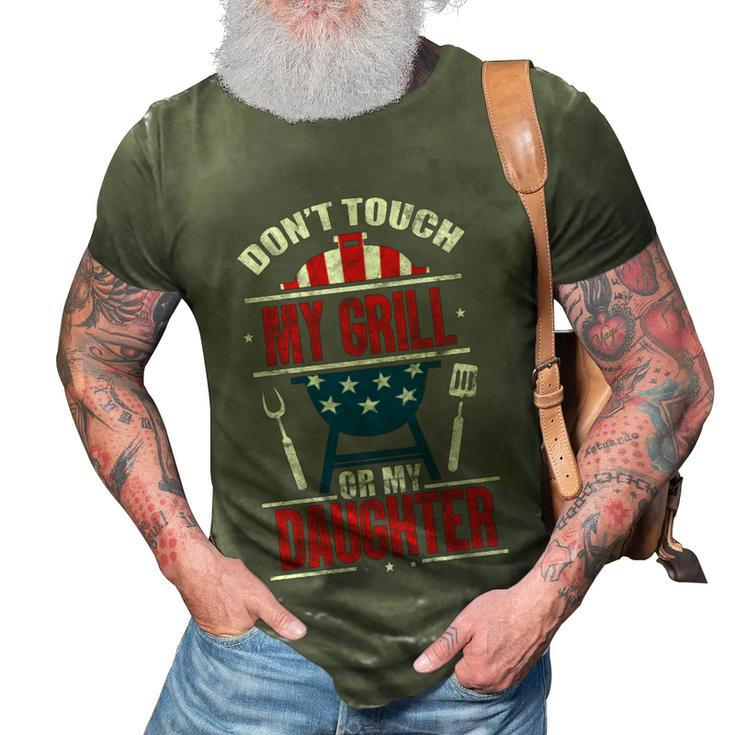Grill Usa Flag 4Th Of July Patriotic Barbeque Dad Daddy   3D Print Casual Tshirt