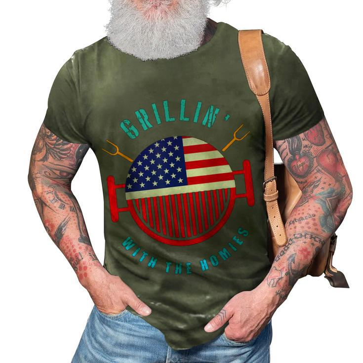 Grillin  Dad Grilling T  4Th Of July Independence 3D Print Casual Tshirt