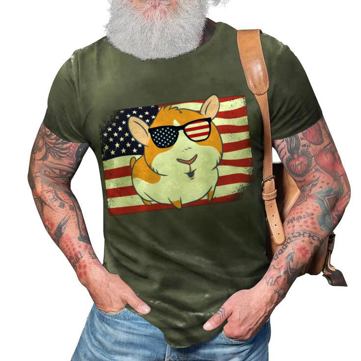 Guinea Pig Dad & Mom American Flag 4Th Of July Usa Funny   3D Print Casual Tshirt