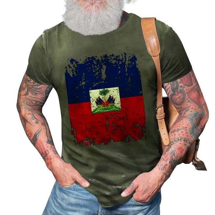 Haiti Flag Vintage Men Women Kids Haiti 3D Print Casual Tshirt