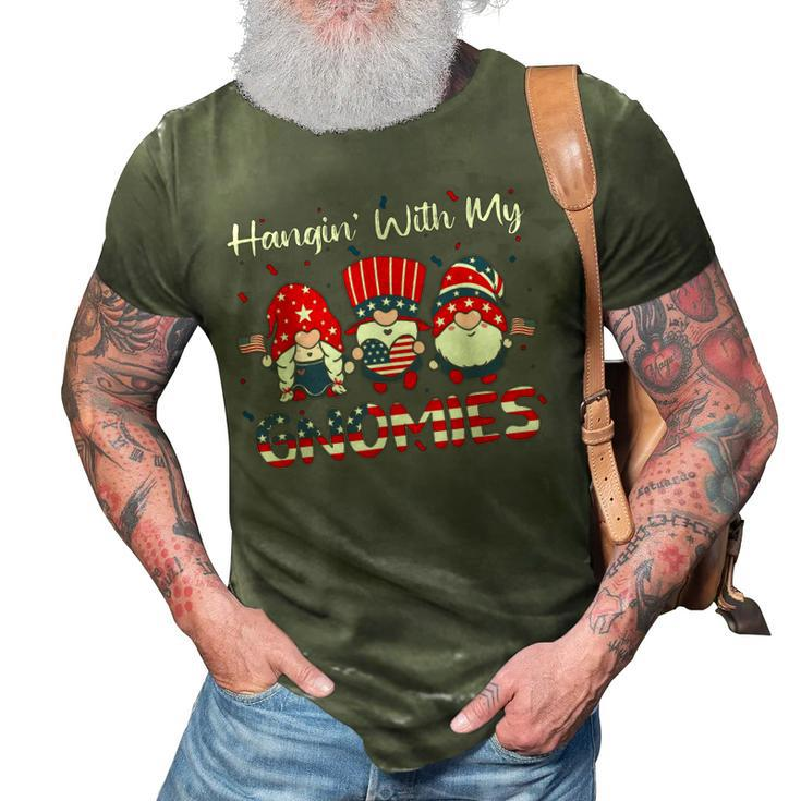Hanging With My Gnomies Cute Patriotic 4Th Of July Gnome  3D Print Casual Tshirt