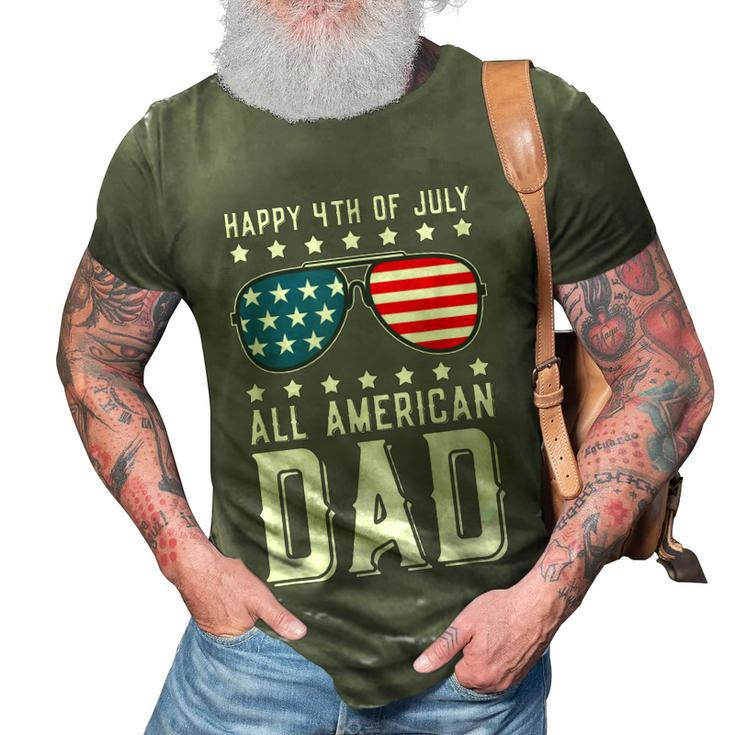 Happy 4Th Of July All American Dad  3D Print Casual Tshirt